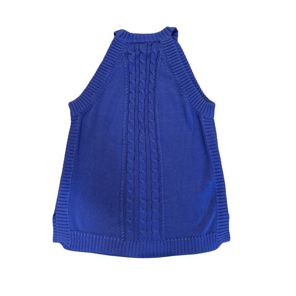 Autumn Cashmere Colbalt Blue Sleeveless Cable Knit Sweater Top Size M Preppy - Picture 2 of 5